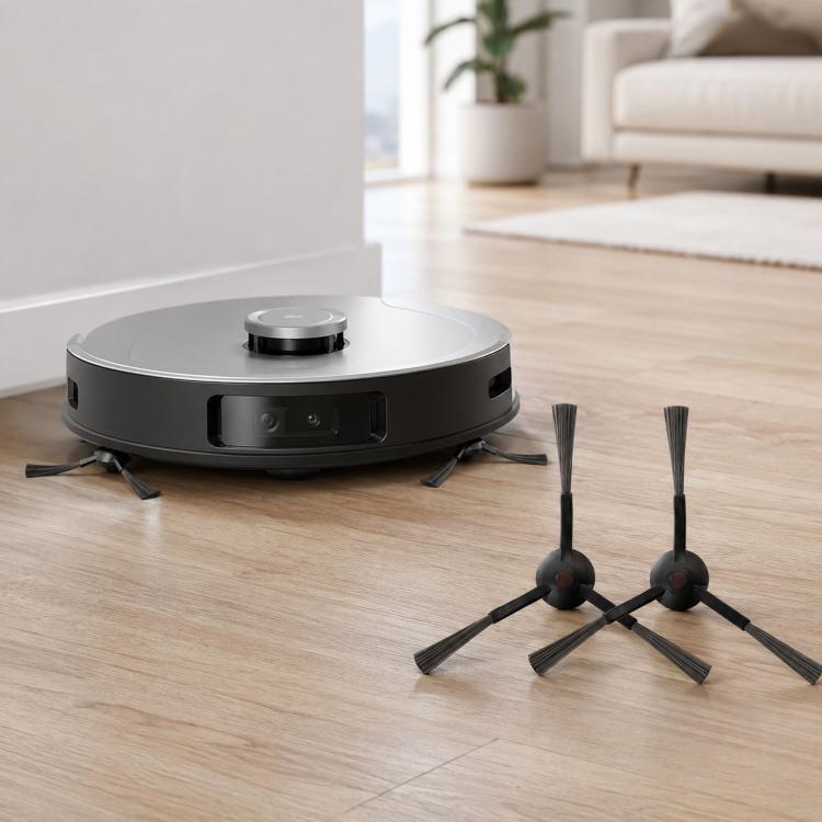 Robot vacuum dual side brush set with two black bristle brushes
