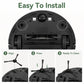 Robot vacuum side brush with three-prong base and vertical black bristles