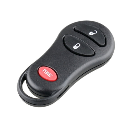 Black 3-button car key fob remote with red PANIC button and lock/unlock icons