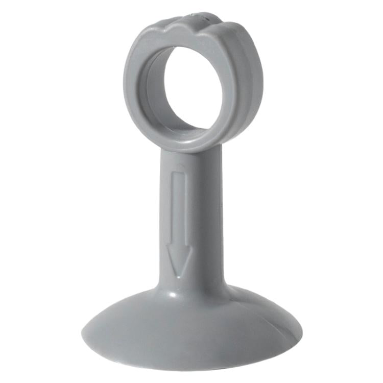 Grey suction door handle protective pad with hex ring opening and flat base