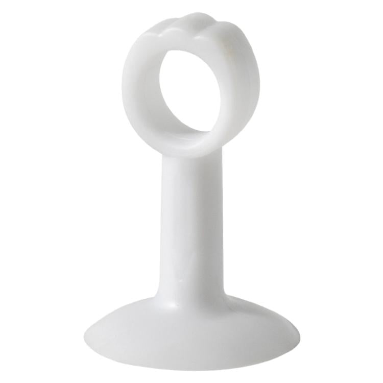 White suction door handle protective pad with hex ring opening and flat base