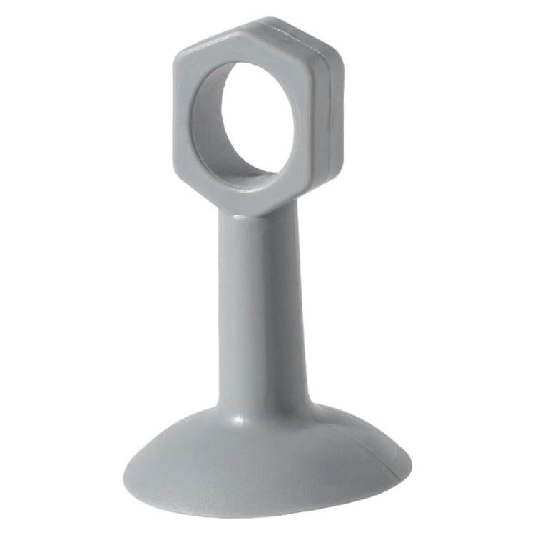 Grey suction door handle protective pad with hex ring opening and flat base