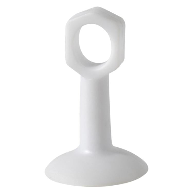 White suction door handle protective pad with hex ring opening and flat base