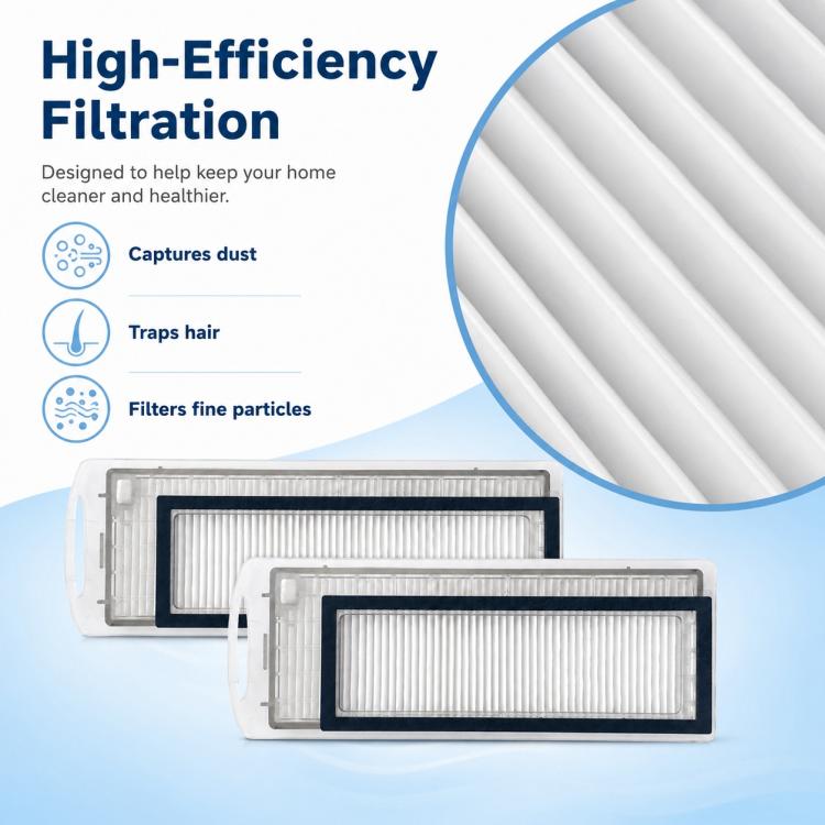 Pair of pleated magnetic vacuum filters with white filter media in plastic holders