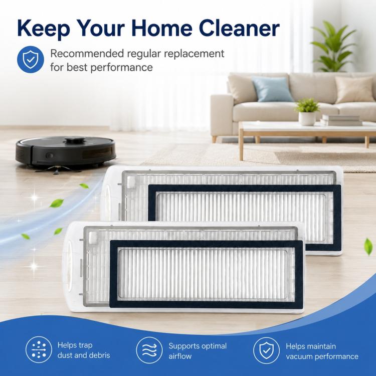 Dual magnetic vacuum filters with white pleated media in clear plastic holders