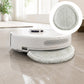 Grey full-fiber mop pad for a robot vacuum, attached to the underside