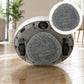 Grey full-fiber mop pad shown from below on a robot vacuum base