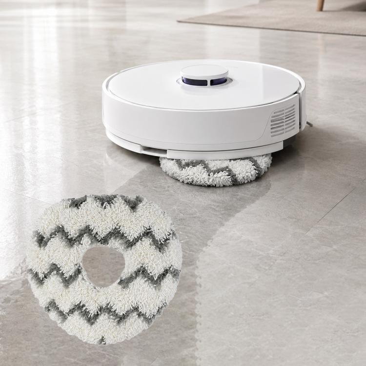 Grey full-fiber mop pad with circular center hole for robot vacuum