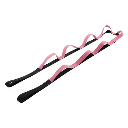Pink and black non-elastic knitted yoga resistance band with two loop handles
