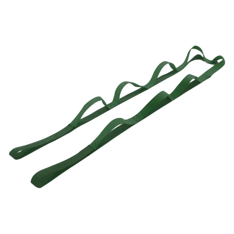 Green and black non-elastic knitted yoga resistance band with two loop handles