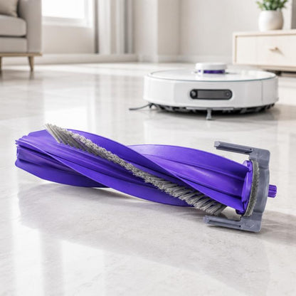 Purple main roller brush with gray end caps for robotic vacuum replacement