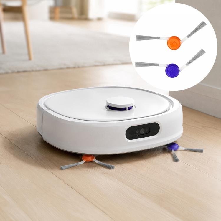 Dual side brush set with orange and purple brush heads for robot vacuum