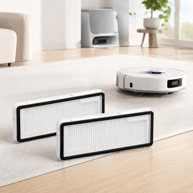 Dual filter cartridges with ribbed white panels and black borders