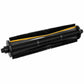 Black main roller brush with dense bristles and yellow stripe, end caps included