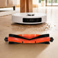 Robot vacuum main brush with orange triangular rubber edge and black bristle strip