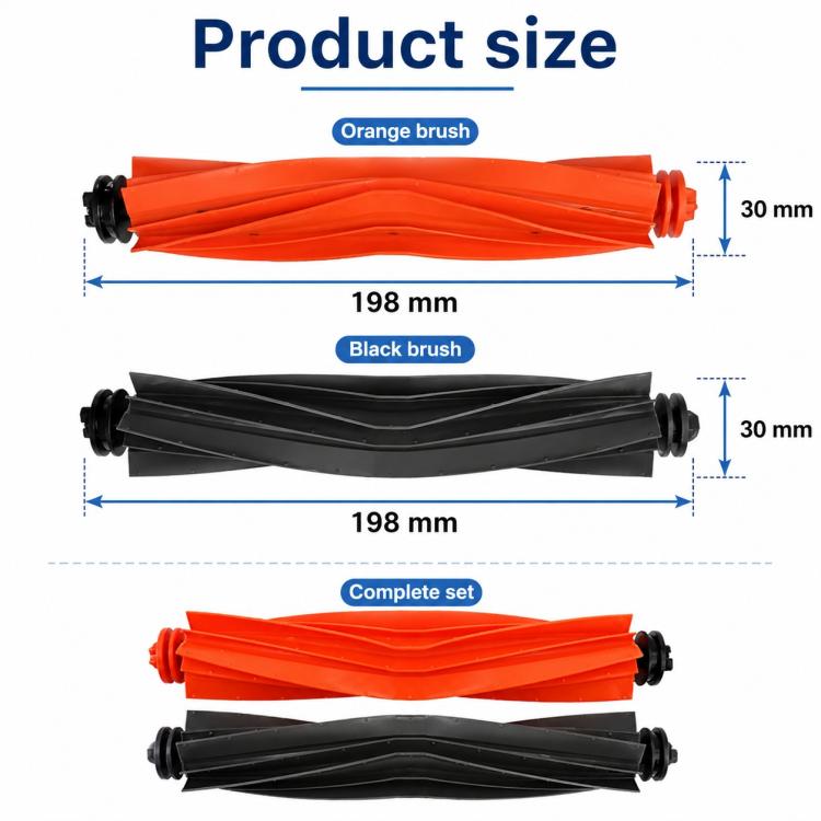 Dual main brush set with orange and black roller brushes