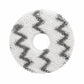 Round white microfiber mop pad with dark gray chevron stripes and center hole