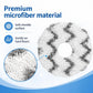 Round white microfiber mop pad with dark gray chevron pattern and center opening