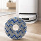 Round gray mop pad with blue zigzag stripes and center hole for robot vacuum