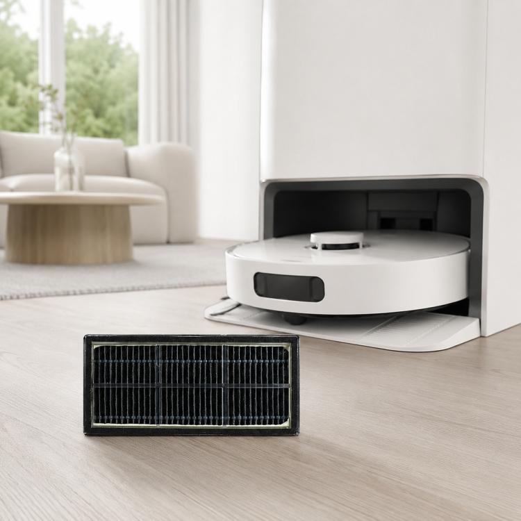 Rectangular vacuum filter replacement with black pleated media and metal frame