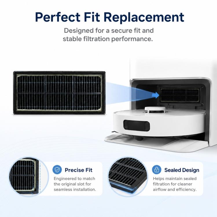 Vacuum filter replacement with black pleated media for sealed filtration performance