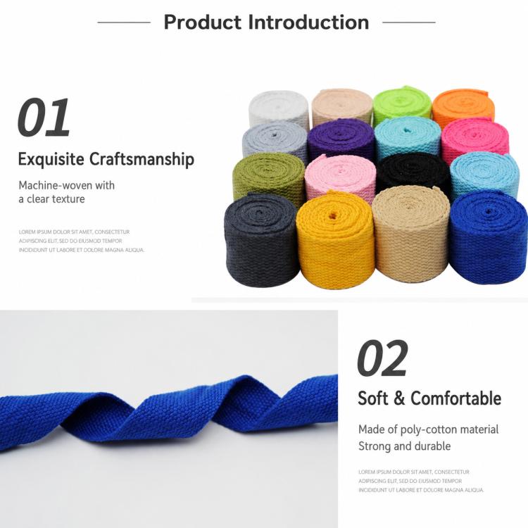 Polyester-Cotton Colorful Canvas Woven Band  50m, 3.8cm