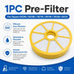 Yellow circular pre-filter replacement with white filter media
