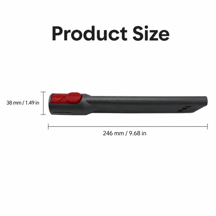 Flat nozzle brush head, dark gray with red top and slim extended cleaning end.