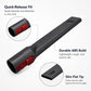 Slim flat nozzle brush head with red latch, dark gray tool and extended tapered end.