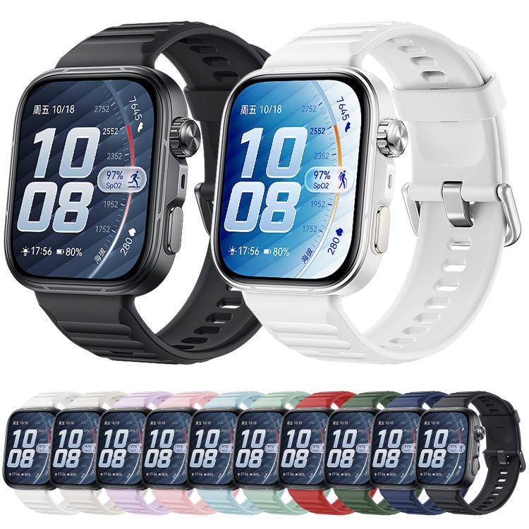 For Huawei Watch Fit 5 / Fit 5 Pro xDfind Sport Silicone Watch Band, Silver Buckle, Black Buckle