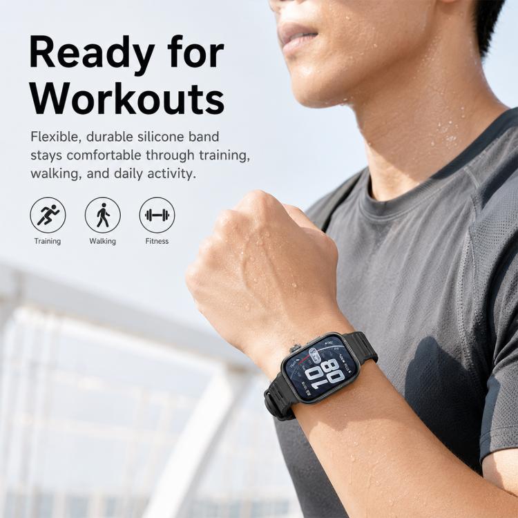 For Huawei Watch Fit 5 / Fit 5 Pro xDfind Sport Silicone Watch Band, Silver Buckle, Black Buckle