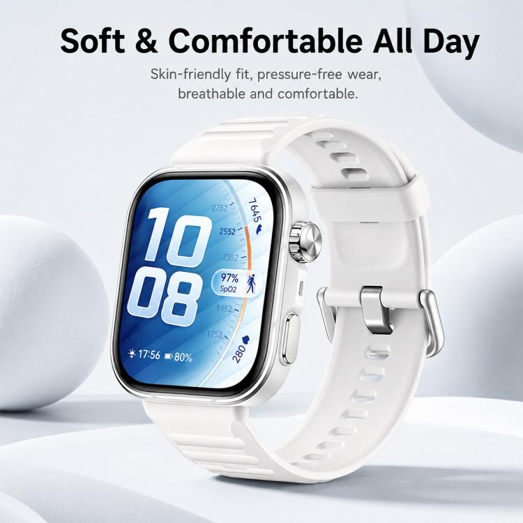 For Huawei Watch Fit 5 / Fit 5 Pro xDfind Sport Silicone Watch Band, Silver Buckle, Black Buckle