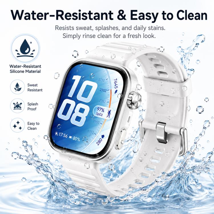 For Huawei Watch Fit 5 / Fit 5 Pro xDfind Sport Silicone Watch Band, Silver Buckle, Black Buckle