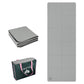 Foldable non-slip yoga mat, gray, 4mm thick with grid panels.