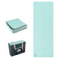 Foldable non-slip yoga mat, light green, 4mm thick with grid panels.