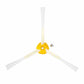 Robot vacuum side brush with yellow center hub, three white bristle arms, screw