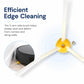 Robot vacuum side brush with yellow hub and three white bristle arms