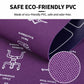 Purple non-slip yoga mat with printed workout icons and textured grip surface