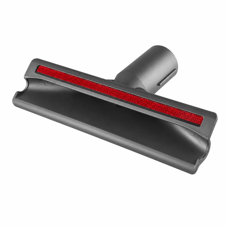 Wide flat nozzle brush head with red bristle strip and grey end cap