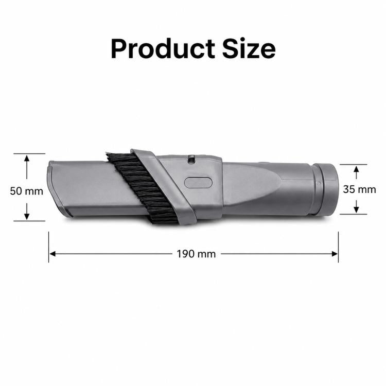 Narrow vacuum brush head with dimensions shown: 190 mm length, 50 mm depth.