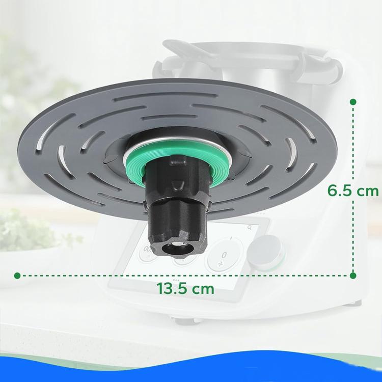 Bottom mixing turntable with green seal ring and center hub, underside view
