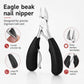 Stainless steel nail nipper with curved precision tips and black ergonomic handles