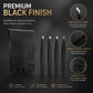 Black eyebrow tweezer kit: 4 stainless steel tweezers with a black PU pouch