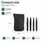 Compact black PU leather pouch with four precision eyebrow tweezers