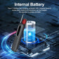 Handheld RF signal detector with antenna and red sensor, charging with blue light