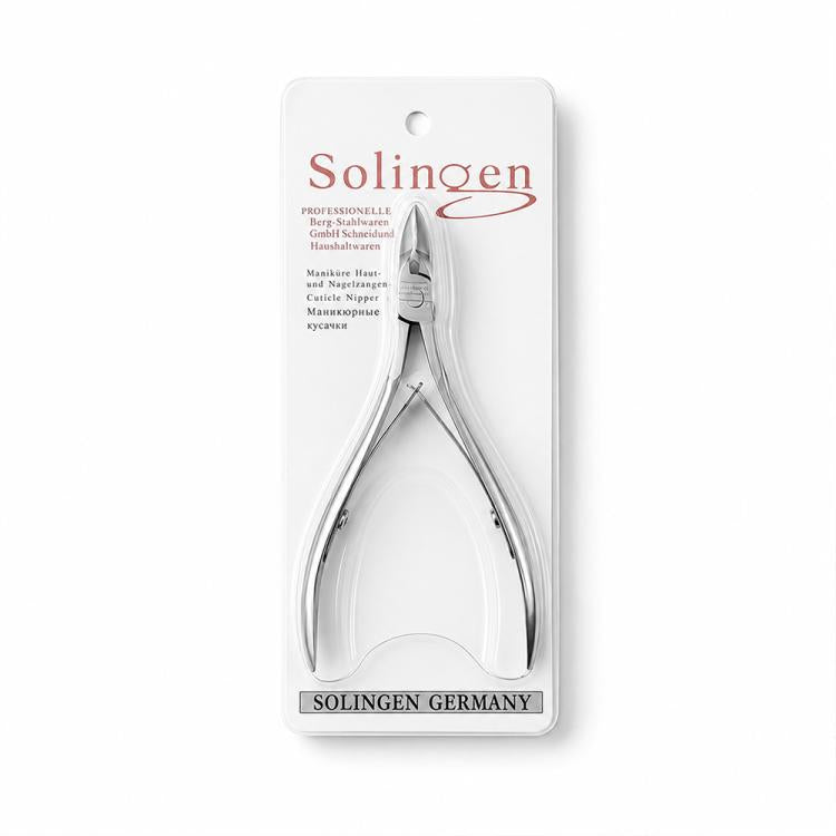 Solingen stainless steel cuticle nipper in retail blister card packaging