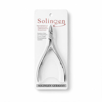Solingen stainless steel cuticle nipper in retail blister card packaging