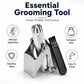 Manual nose hair trimmer set with stainless head, cleaning brush, and compact holder