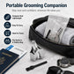 Portable nose hair trimmer kit in black zip case with storage bag and brush