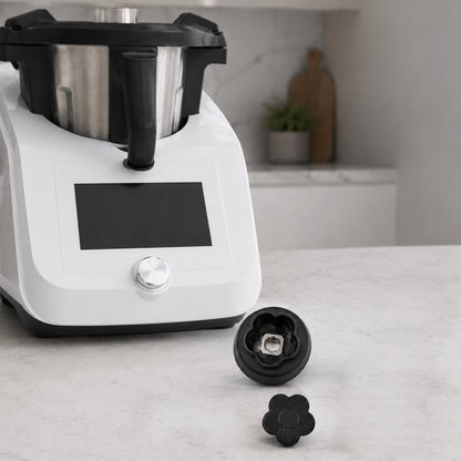 Food processor blade motor coupling replacement part set, black plastic with metal socket